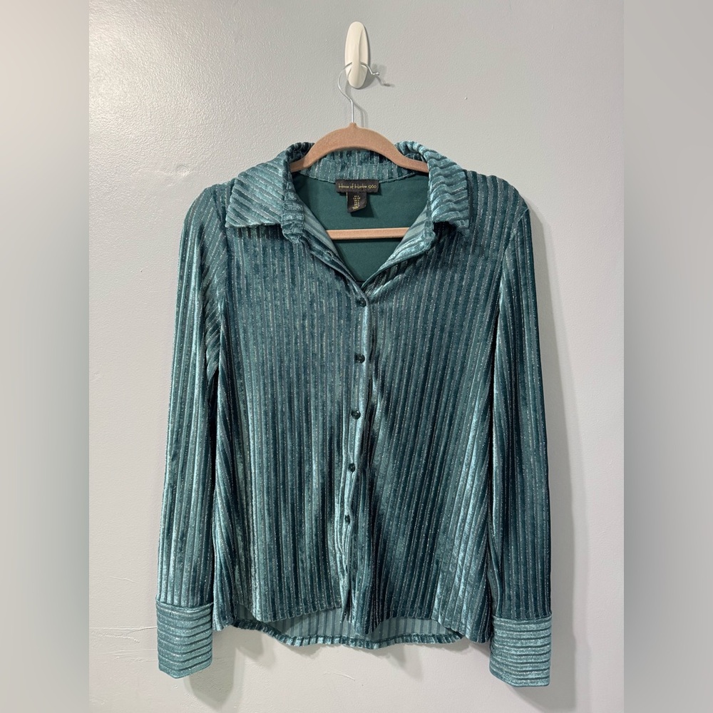 House Of Harlow 1960 Revolve Velvet Long Sleeve Blouse in Emerald‎ Size Small